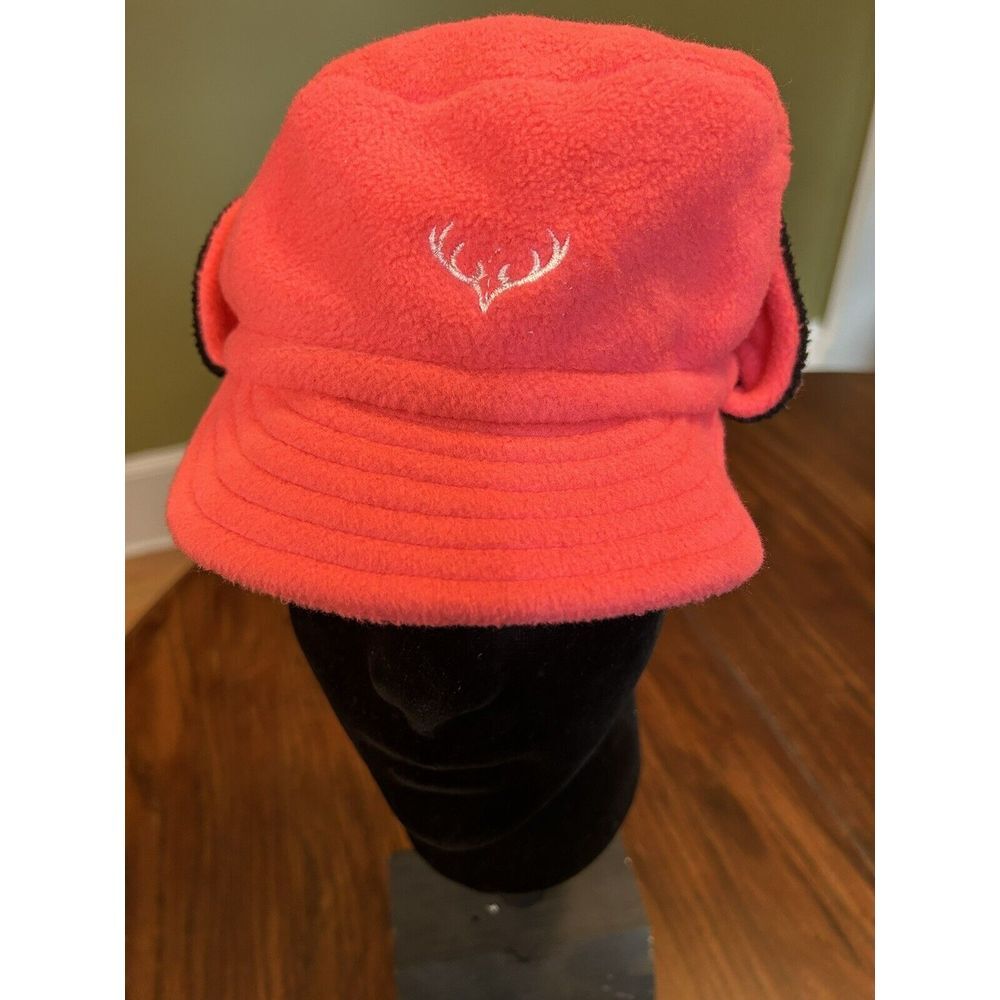 Hunters Pink Hat Ear Flaps Ladies Size Medium With Deer Rack Made In Italy
